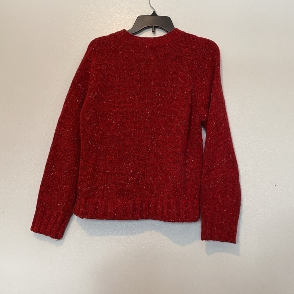 Columbia wool blend red speckled full button down cozy pocket sweater la… - Picture 7 of 10